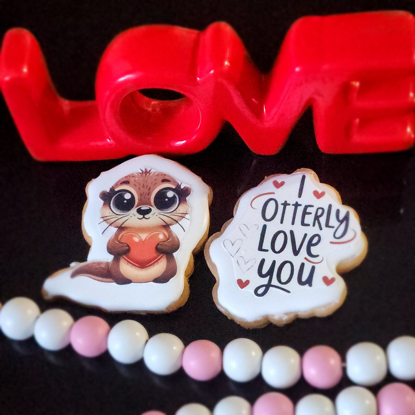 Otterly in Love Decorated Sugar Cookies